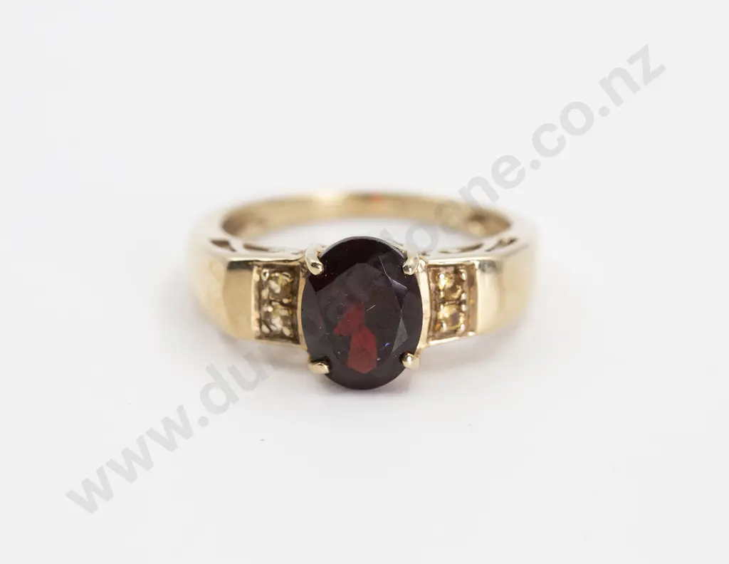 9ct Single Garnet Ring Image 1++