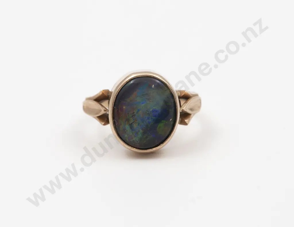 9ct Single Opal Doublet Dress Ring Image 1++
