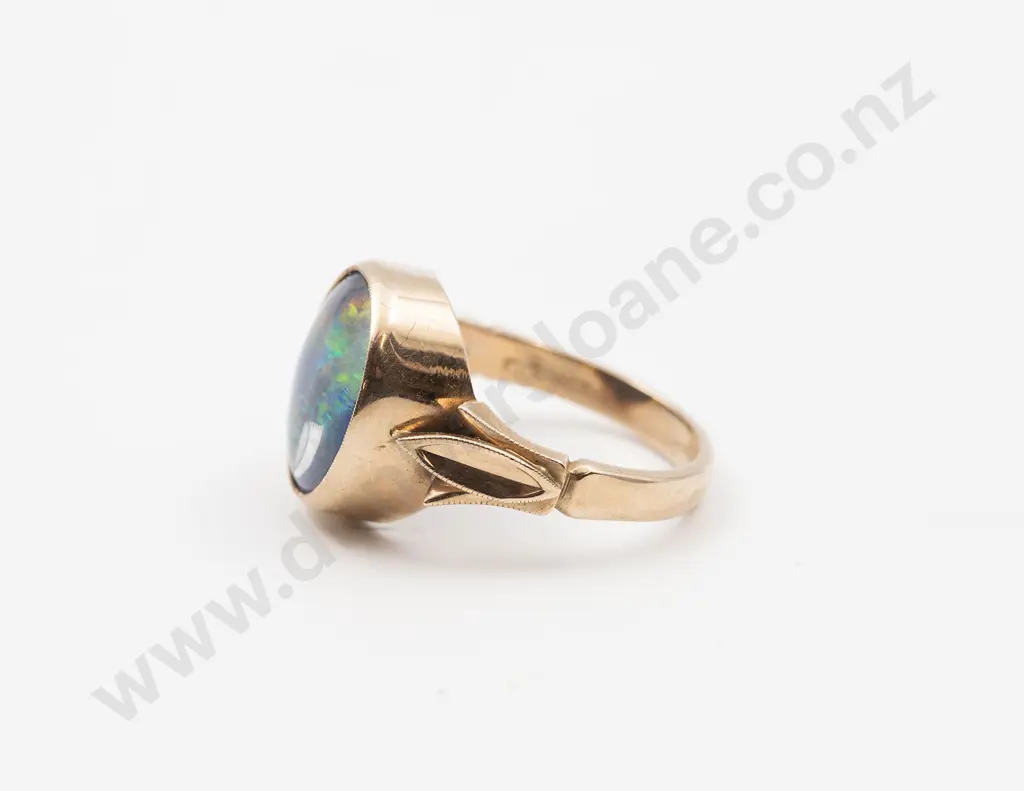 9ct Single Opal Doublet Dress Ring Image 1++