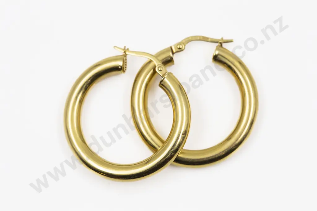 Pair Italian 10ct Plain Hoop Earrings Image 1++