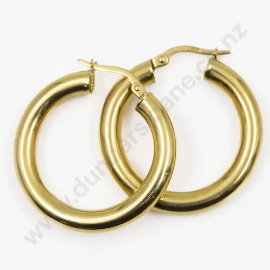 Pair Italian 10ct Plain Hoop Earrings