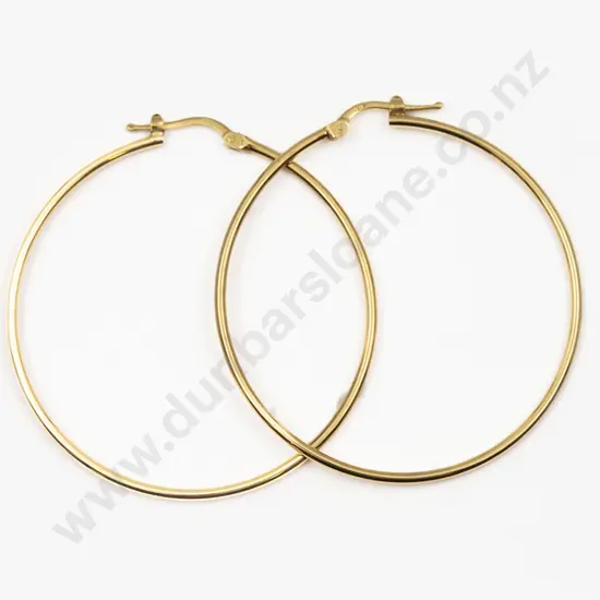 Pair 9ct Plain Gypsy Hoop Earrings