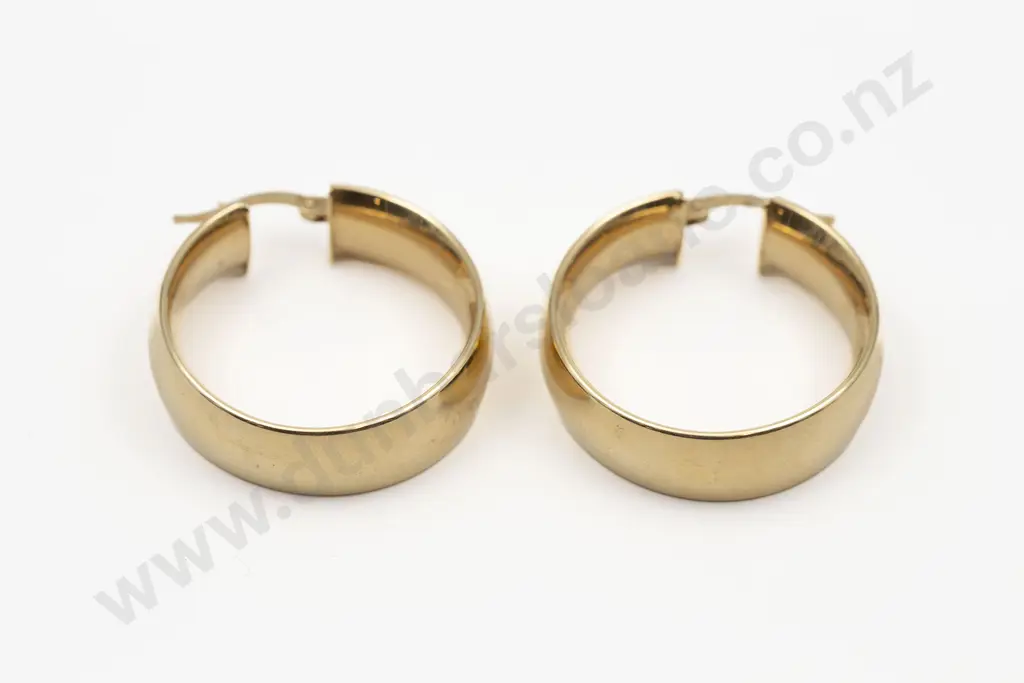 Pair 14ct Plain Hoop Earrings Image 1++