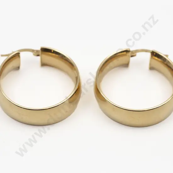 Pair 14ct Plain Hoop Earrings