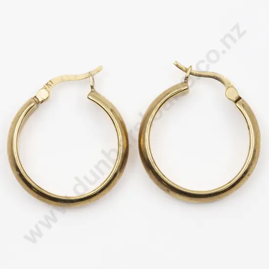 Pair 9ct Plain Hoop Earrings