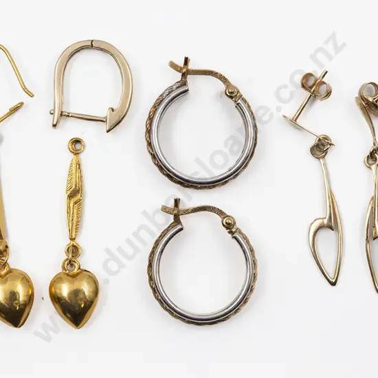Three Pair 9ct Earrings