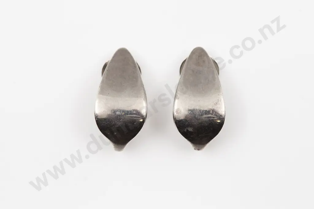 C1970's Georg Jensen S/S #128B Clip Back Earrings Image 1++