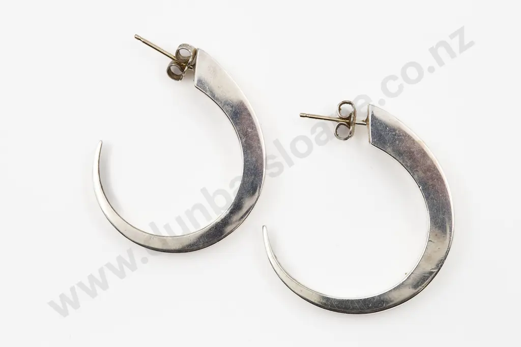 Pair Vintage DKco Donna Karen .925 Silver Earrings Image 1++