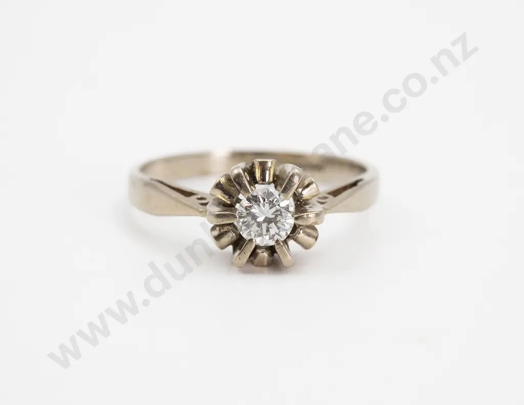 14ct White Gold Solitaire Diamond Ring Image 1++