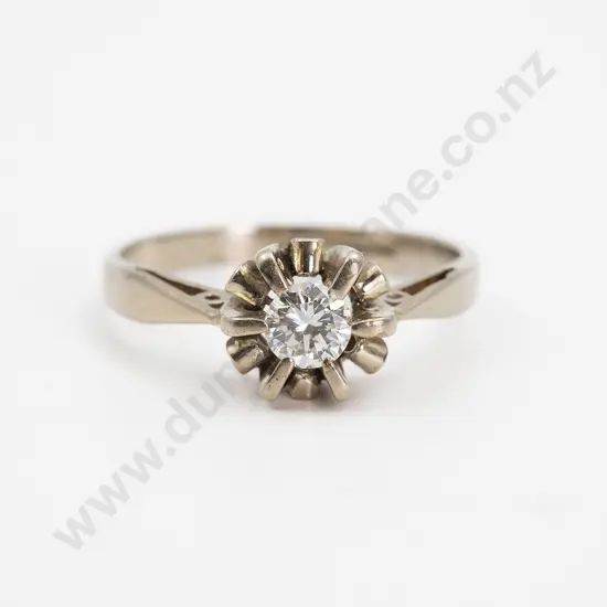 14ct White Gold Solitaire Diamond Ring