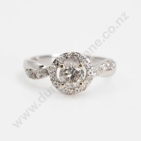 14ct White Gold 21stone Diamond Cluster Ring