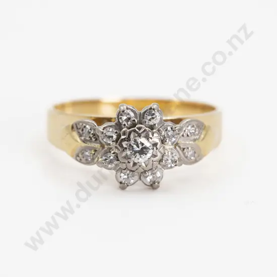 18ct 13stone Diamond Floret Cluster Ring