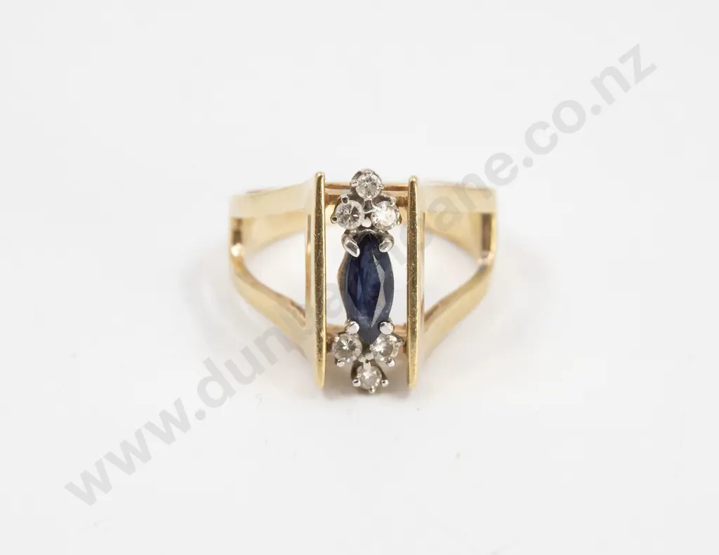 14ct Seven Stone Sapphire and Diamond Dress Ring Image 1++