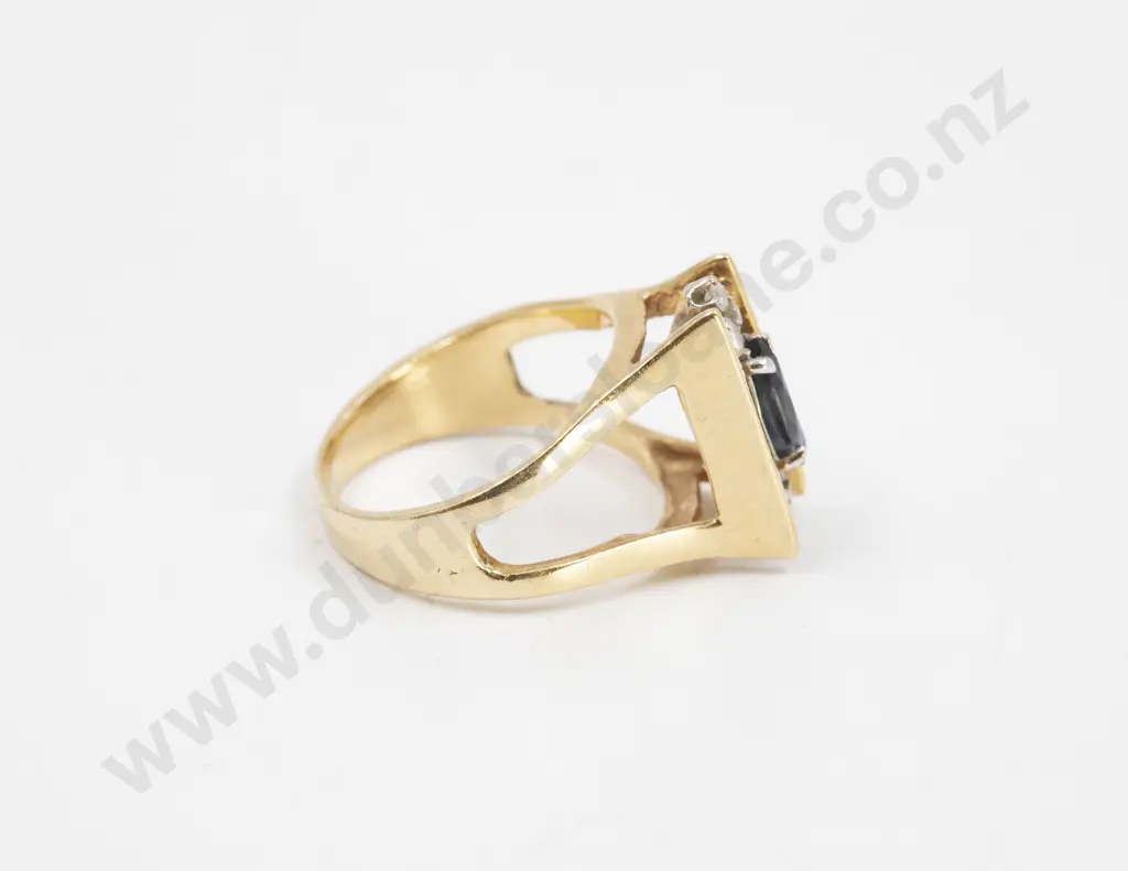 14ct Seven Stone Sapphire and Diamond Dress Ring Image 1++