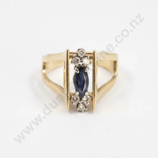 14ct Seven Stone Sapphire and Diamond Dress Ring