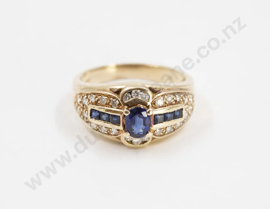 14ct 23stone Sapphire and Diamond Dress Ring Image 1++