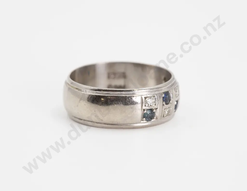 18ct White Gold Ten Stone Sapphire and Diamond Band Image 1++