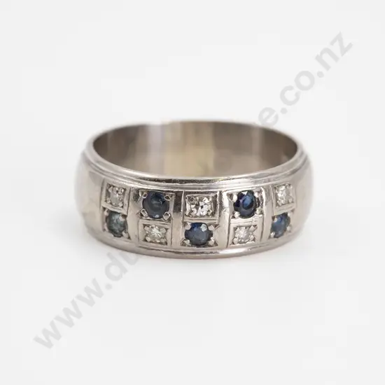 18ct White Gold Ten Stone Sapphire and Diamond Band