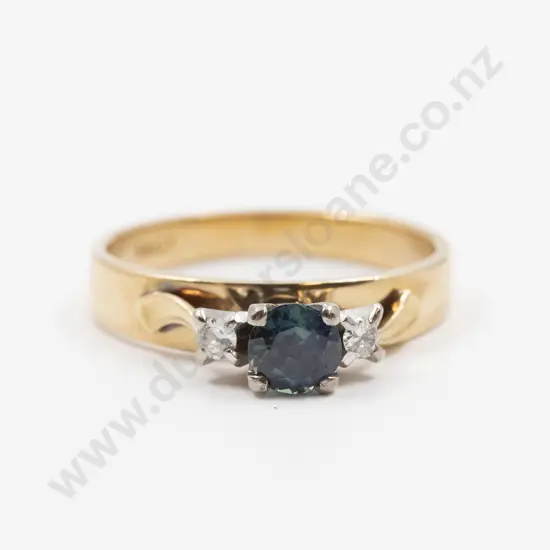 18ct Three Stone Sapphire and Diamond Bridge Ring