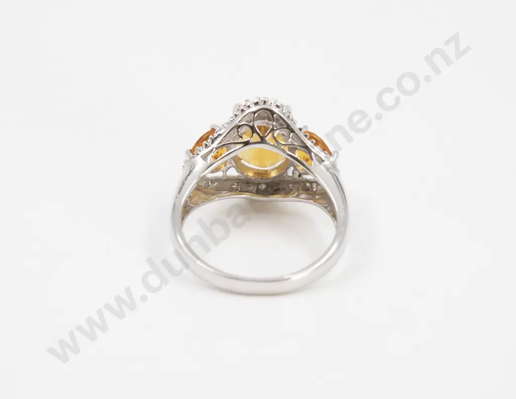 10ct White Gold 15stone Citrine and Diamond Dress Ring Image 1++