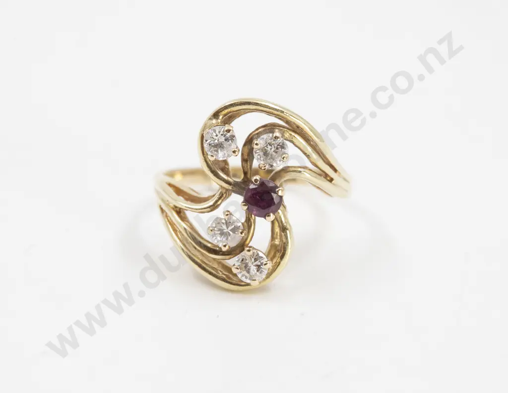 14ct Ruby and Diamond Dress Ring Image 1++