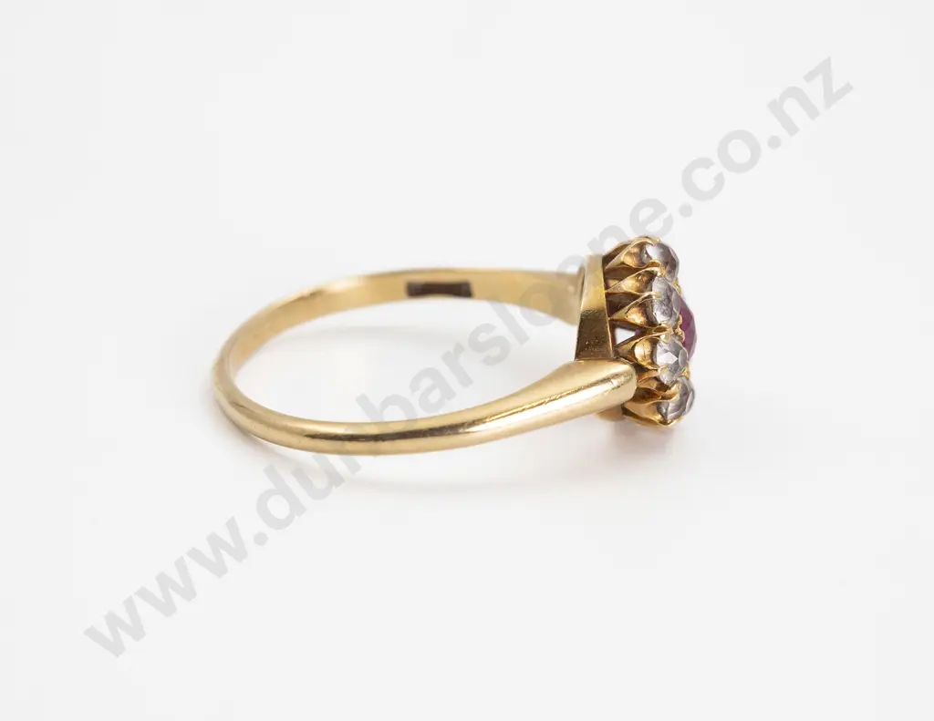 Victorian 18ct Imitation Ruby and Diamond Cluster Ring Image 1++