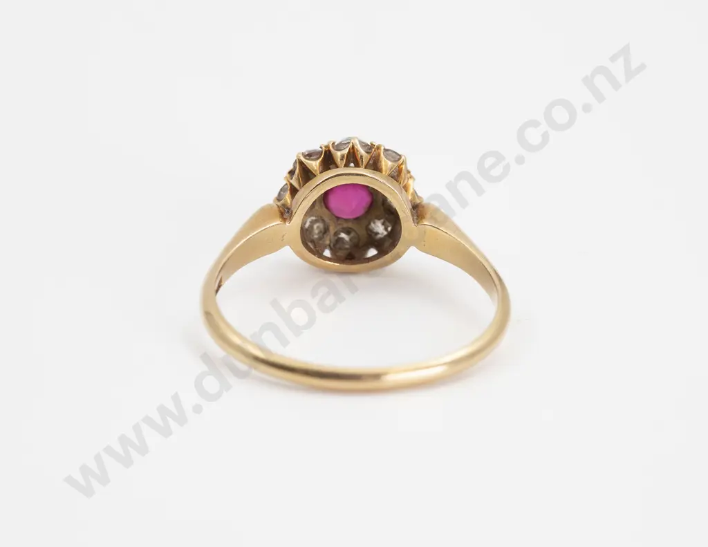 Victorian 18ct Imitation Ruby and Diamond Cluster Ring Image 1++