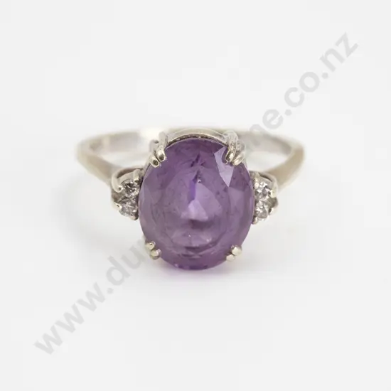 9ct White Gold Single Amethyst RIng