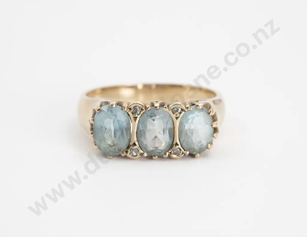 9ct Three Stone Topaz Bridge Ring Image 1++