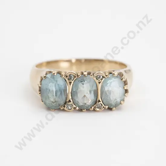 9ct Three Stone Topaz Bridge Ring