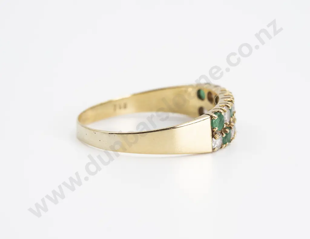 18ct 14stone Emerald and White Sapphire Band Ring Image 1++