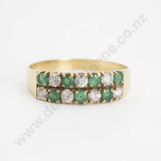 18ct 14stone Emerald and White Sapphire Band Ring