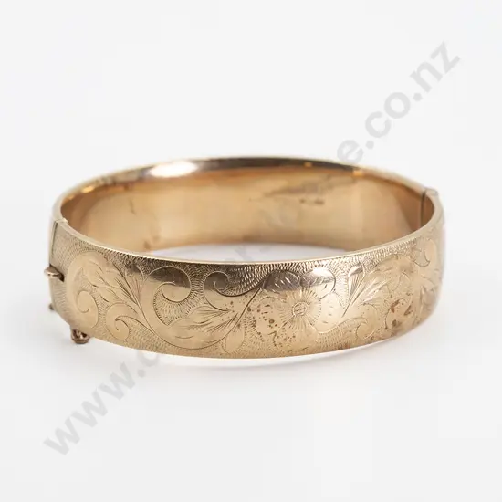 9ct (Metal Core) Hinged Snap Bangle