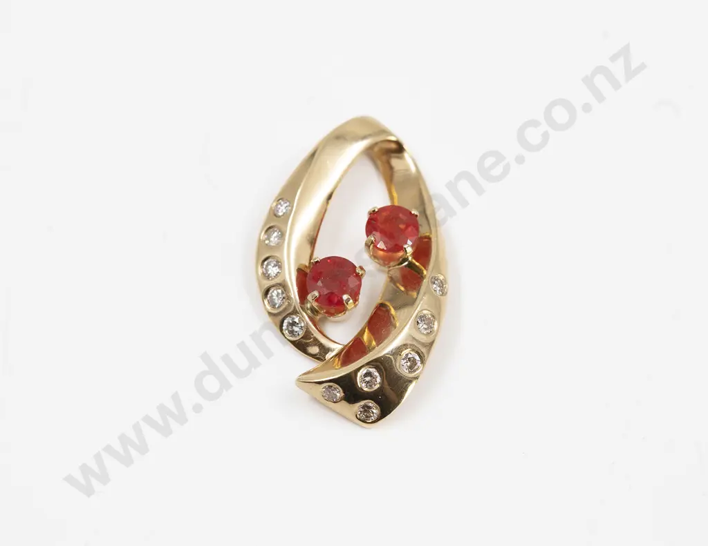 14ct Orange Sapphire and Diamond Pendant Image 1++