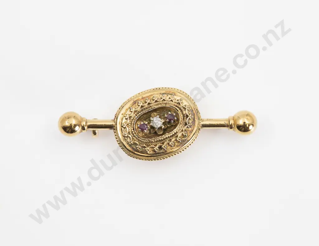 Silver Gilt Target Bar Brooch Image 1++