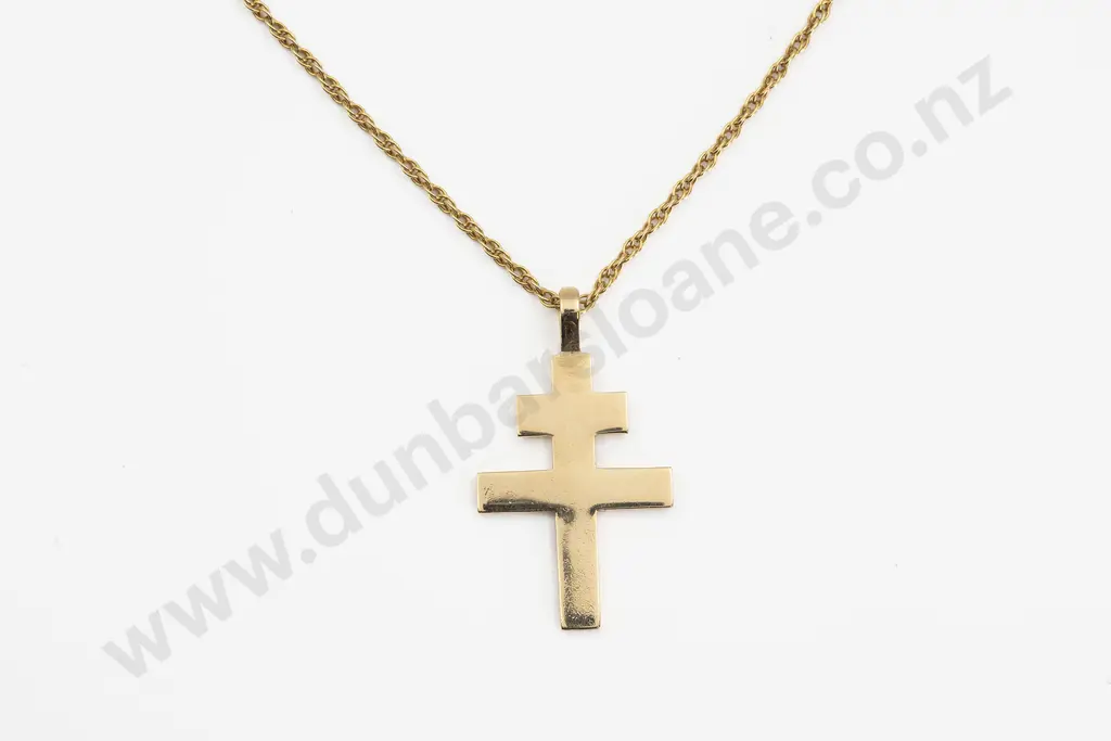 18ct Double Cross Pendant Image 1++
