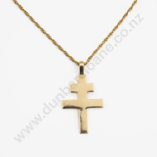 18ct Double Cross Pendant