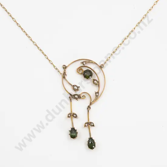 Edwardian 9ct Scroll Pendant