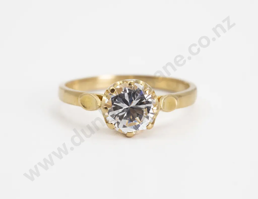 18ct Single Stone Cubic Zirconia Ring Image 1++