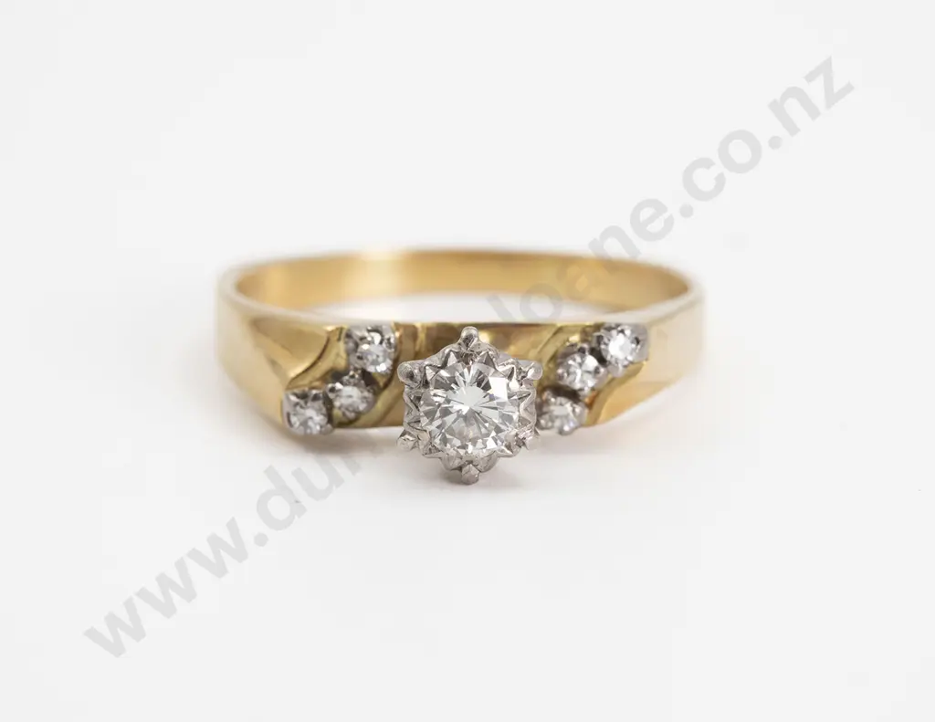 18ct & Palladium Solitaire Diamond Ring Image 1++