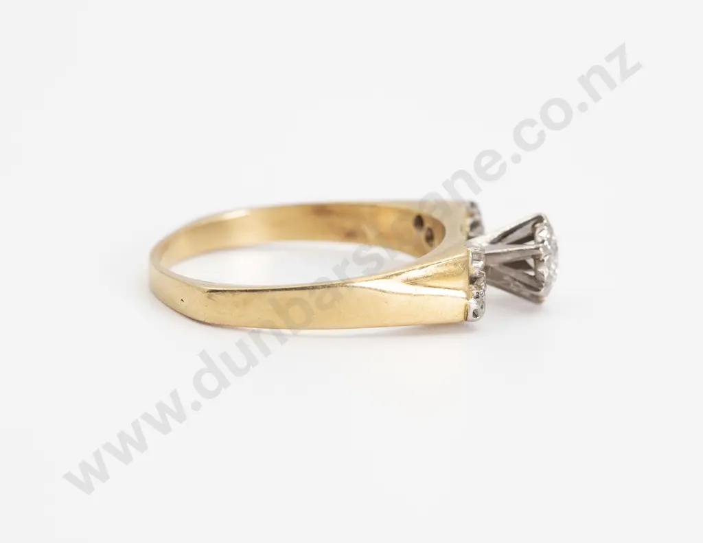 18ct & Palladium Solitaire Diamond Ring Image 1++