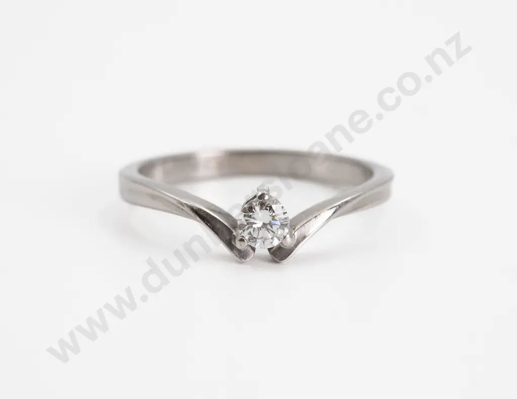 18ct White Gold Solitaire Diamond Ring Image 1++