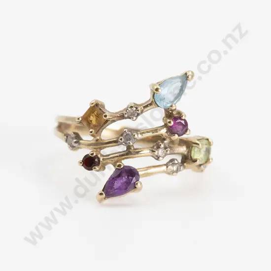 9ct 12 Stone Multi-Gem Dress Band
