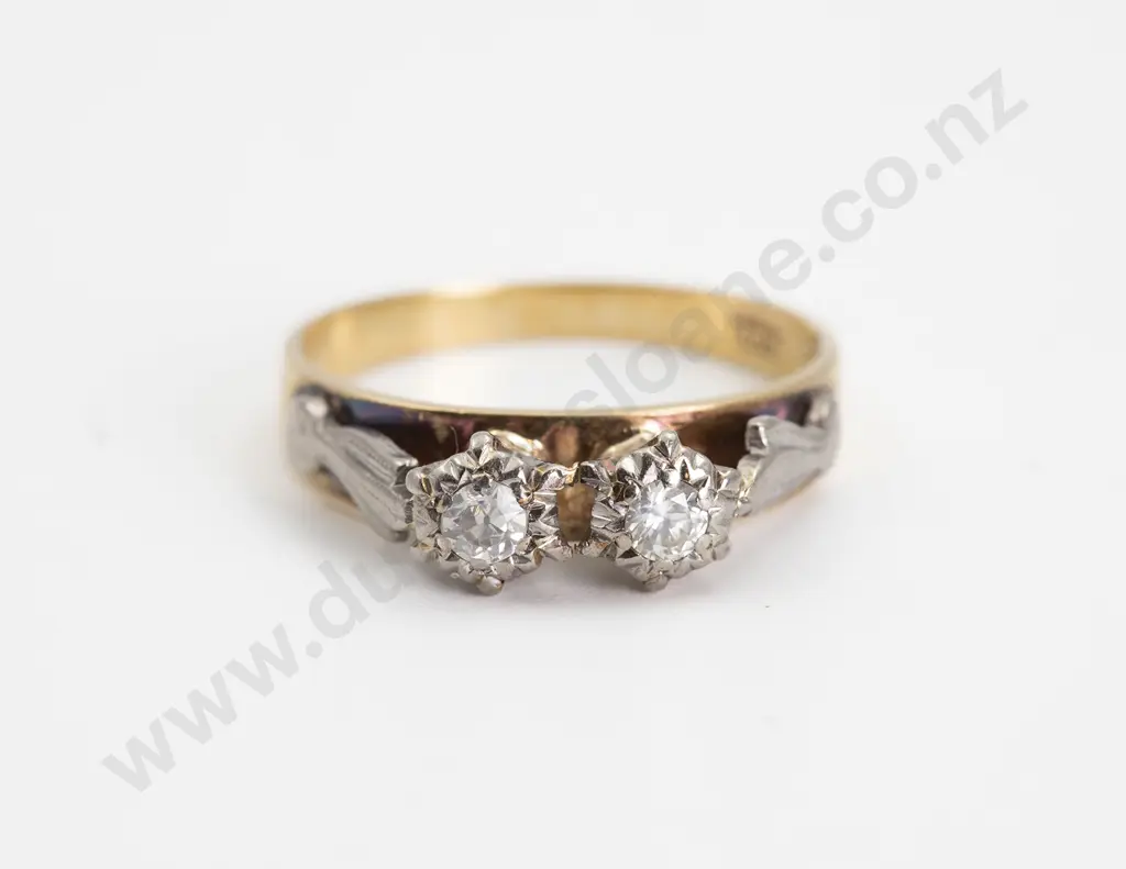 18ct Two Stone Diamond Bridge Ring Image 1++