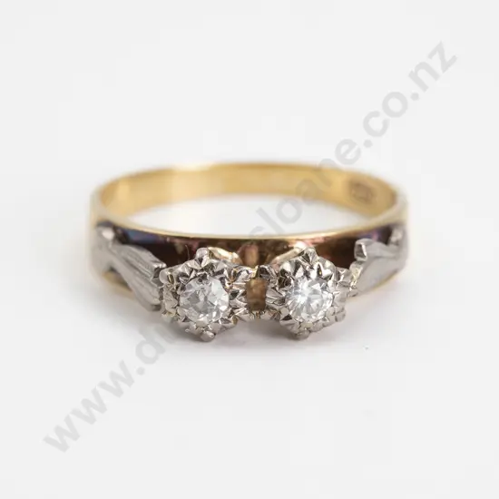 18ct Two Stone Diamond Bridge Ring