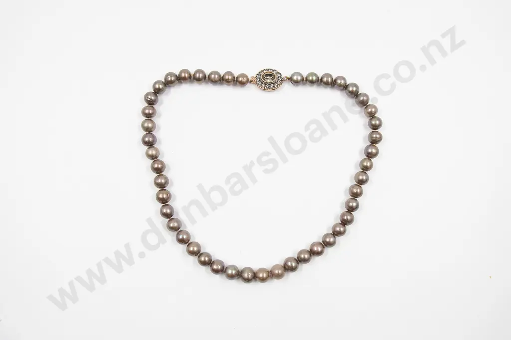 Single Strand Cultured Freshwater Brown Pearl Necklace Image 1++