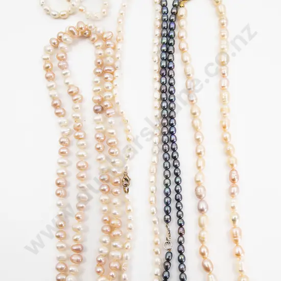 Four Freshwater Pearl Necklaces and Bracelet
