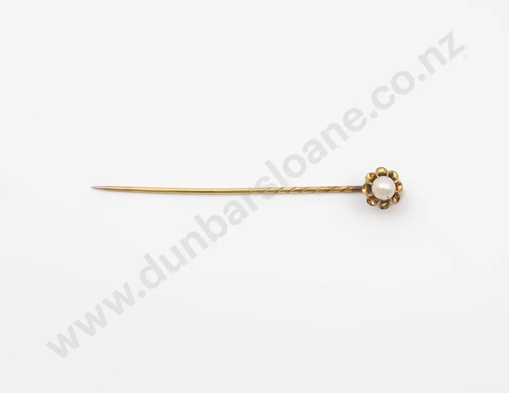 Edwardian 18ct Single Pearl Stick Pin Image 1++