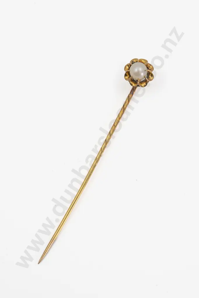 Edwardian 18ct Single Pearl Stick Pin Image 1++
