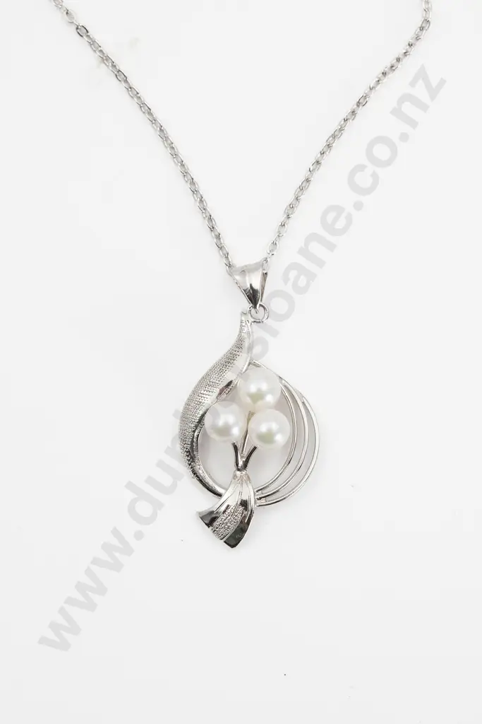 S/S and Cultured Pearl Spray Brooch and Pendant Image 1++